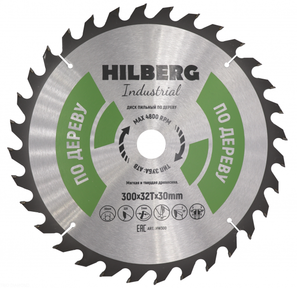 Пильный диск Hilberg Industrial Дерево 300 мм (32T)