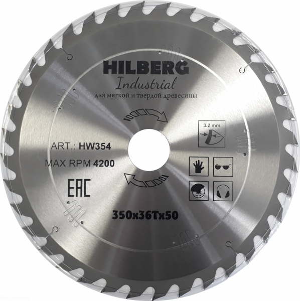 Пильный диск Hilberg Industrial Дерево 350 мм (36T50)