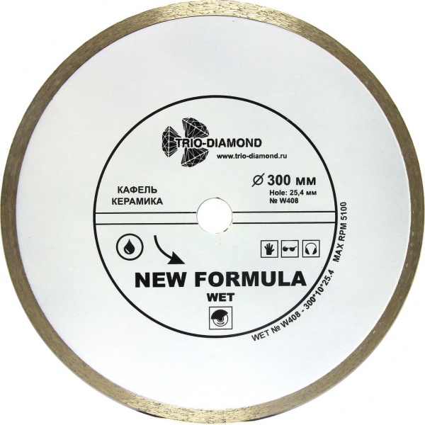 Алмазный диск Trio Diamond Сплошной (Wet) New Formula O300 мм